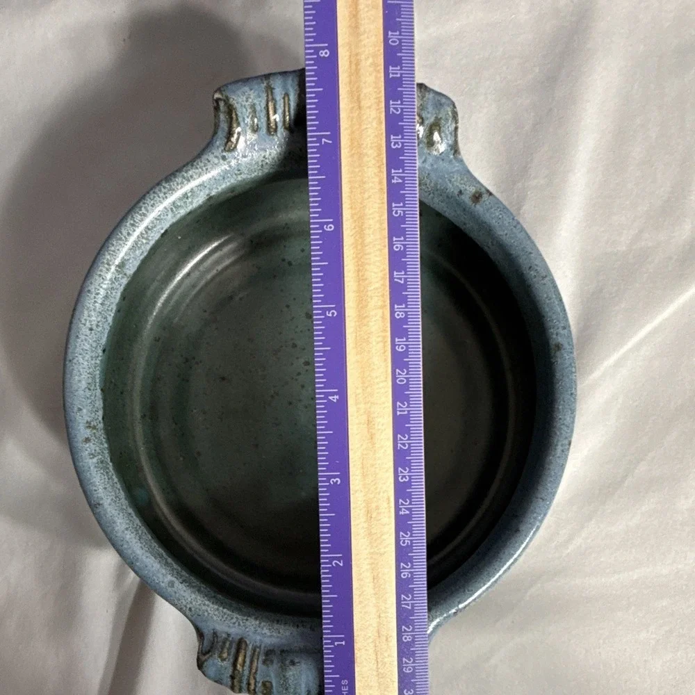 Signed Sandusky Studio Art Pottery Brie Baker Small Casserole Dish Floating Blue